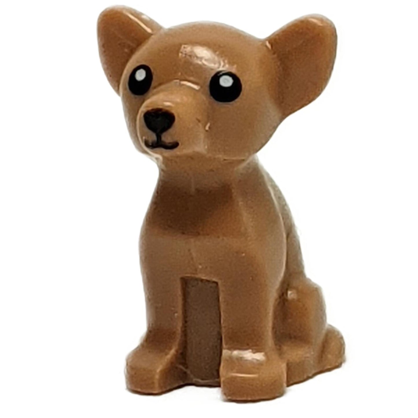 Brown LEGO Chihuahua Dog Figure 12888pb01, sitting.