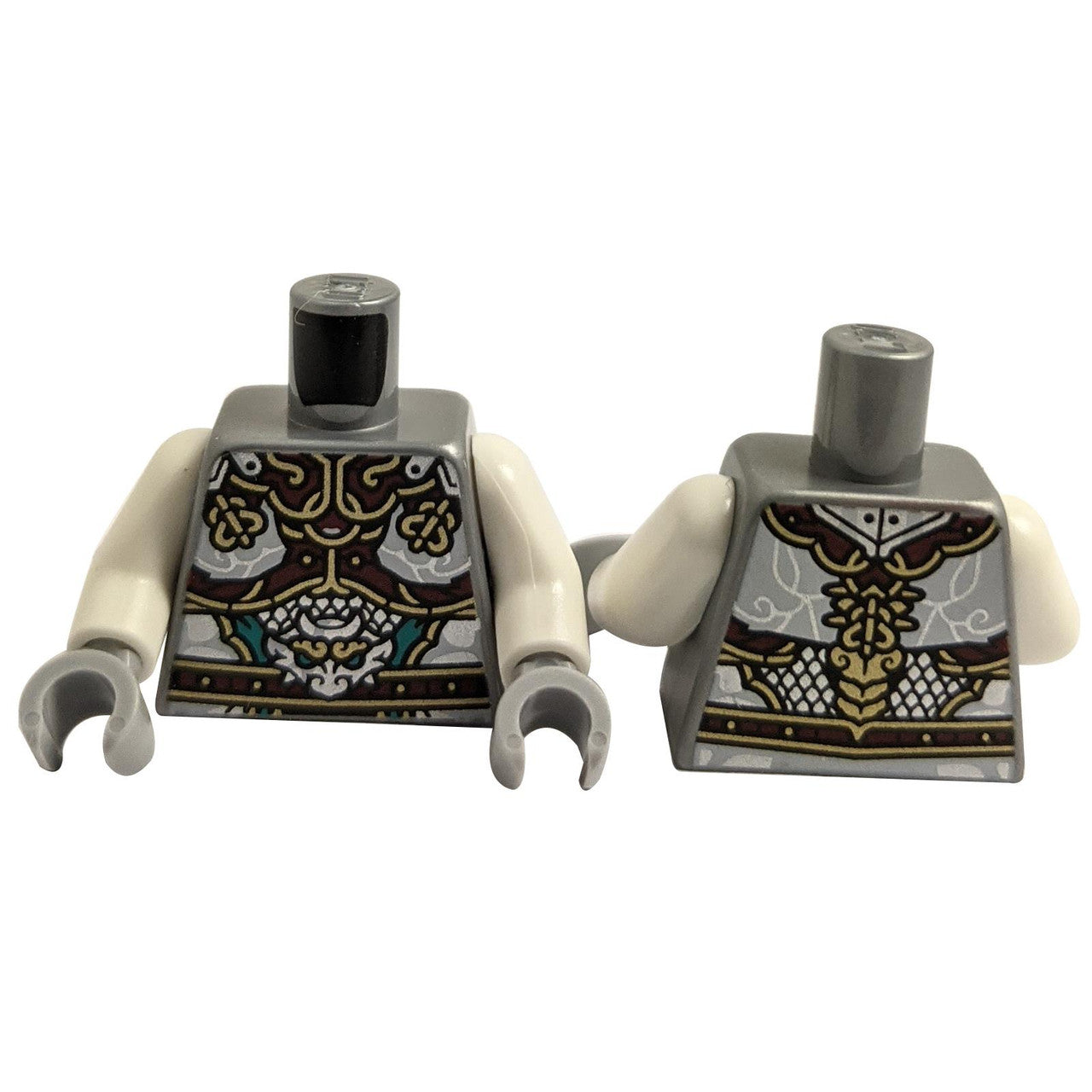 flat silver Torso Armor with Dark Red and Gold Plates, White Clouds, and Silver Dragon Head Pattern