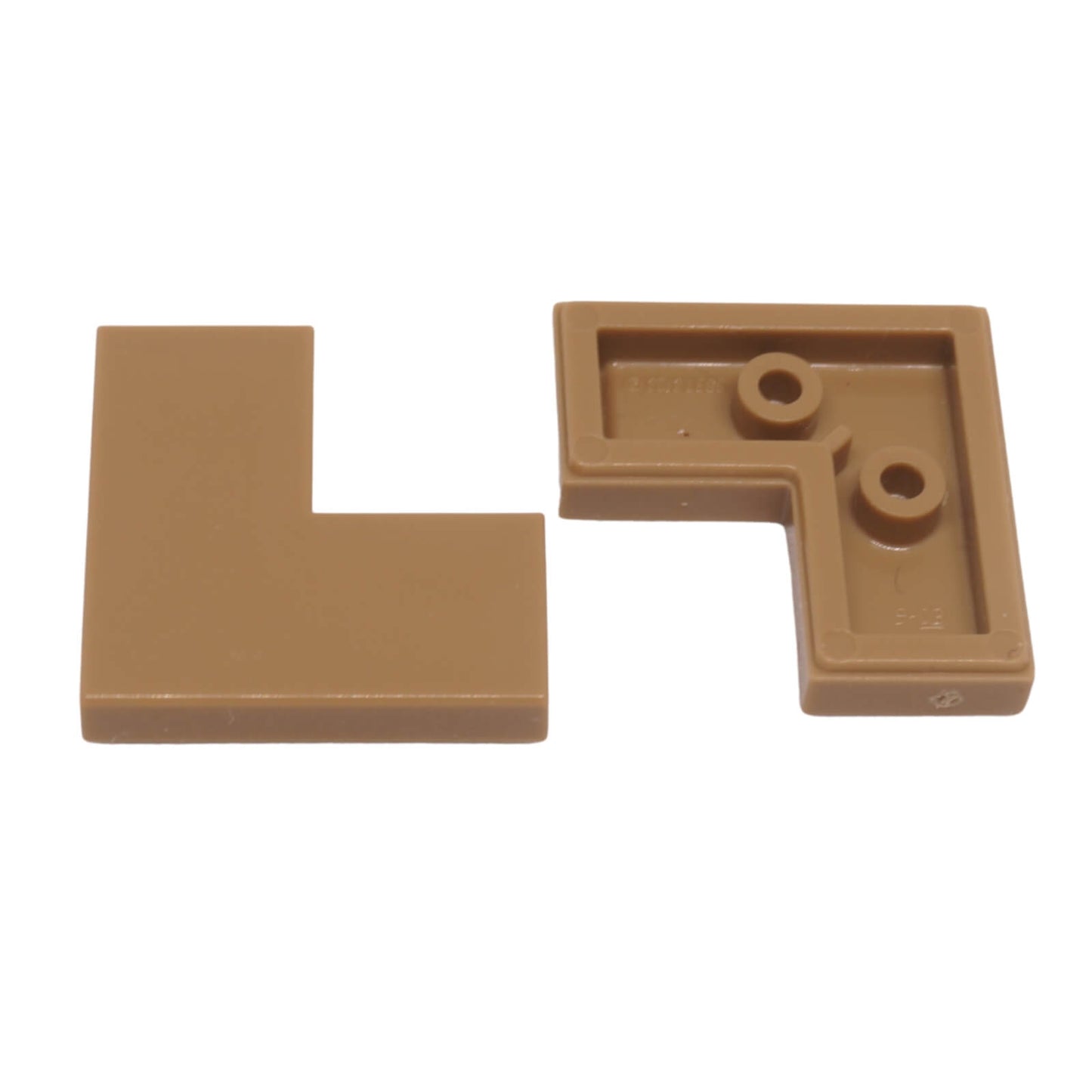 LEGO Tile 2 x 2 Corner part 14719 with smooth L-shaped top and recessed underside medium nougat