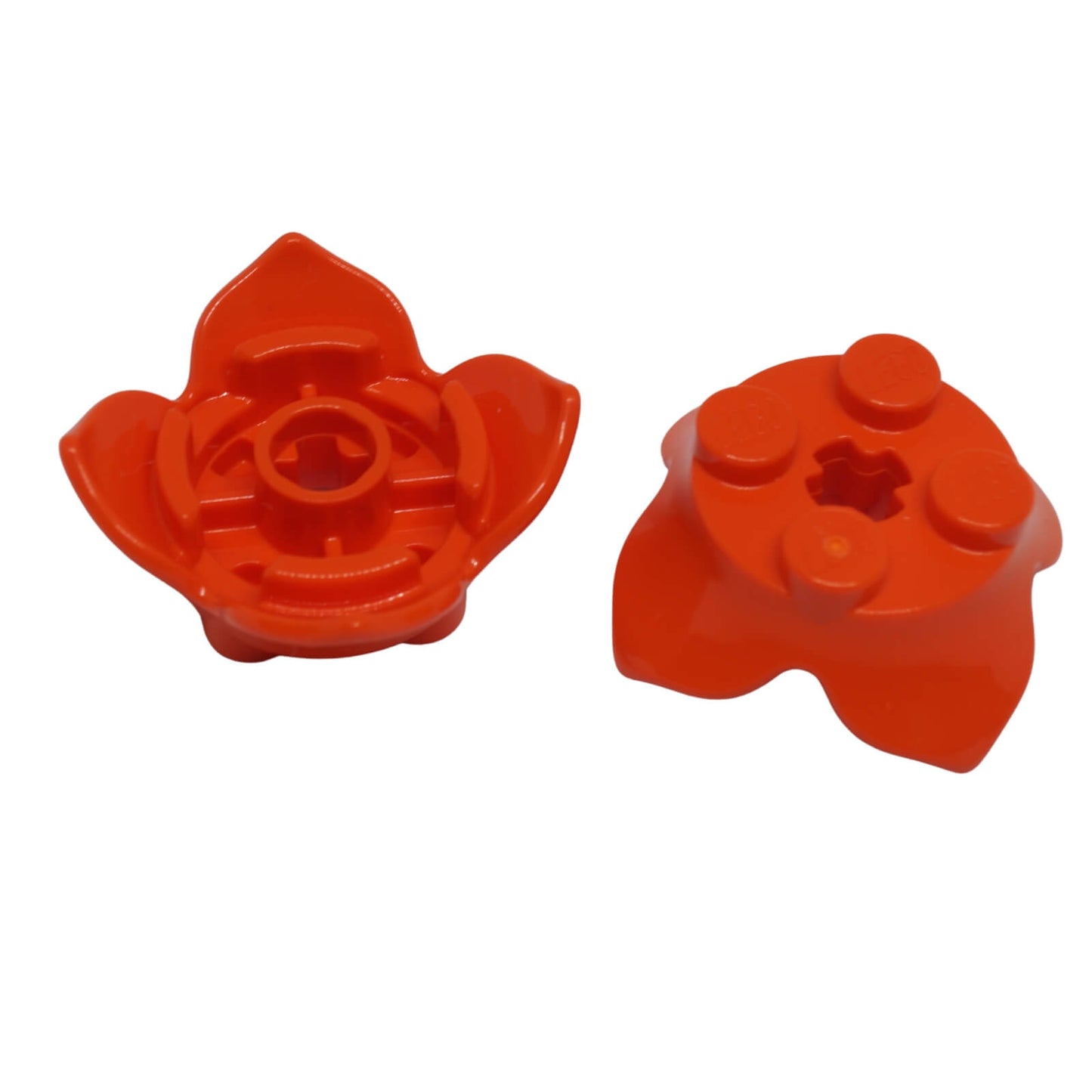 LEGO Plant Leaves 2 x 2 part 15469 with four petals and central axle hole magenta red orange