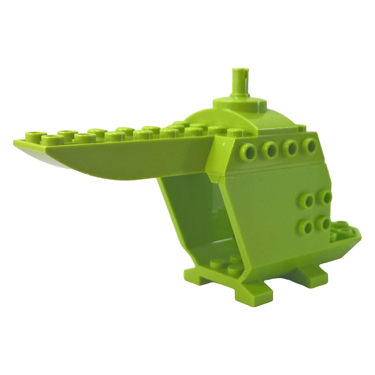 LEGO 18929c01 Lime helicopter body with top pin and open cabin rear angled view