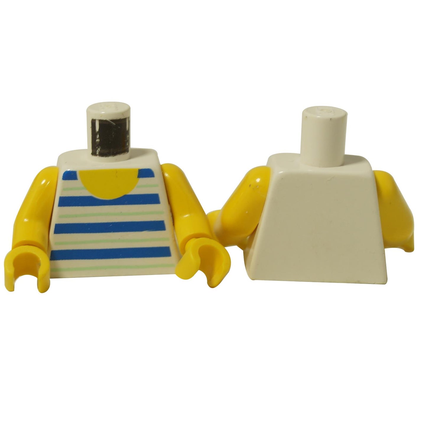 LEGO® Classic torso with blue and green striped tank top print (973pb0128c01) on a white background.