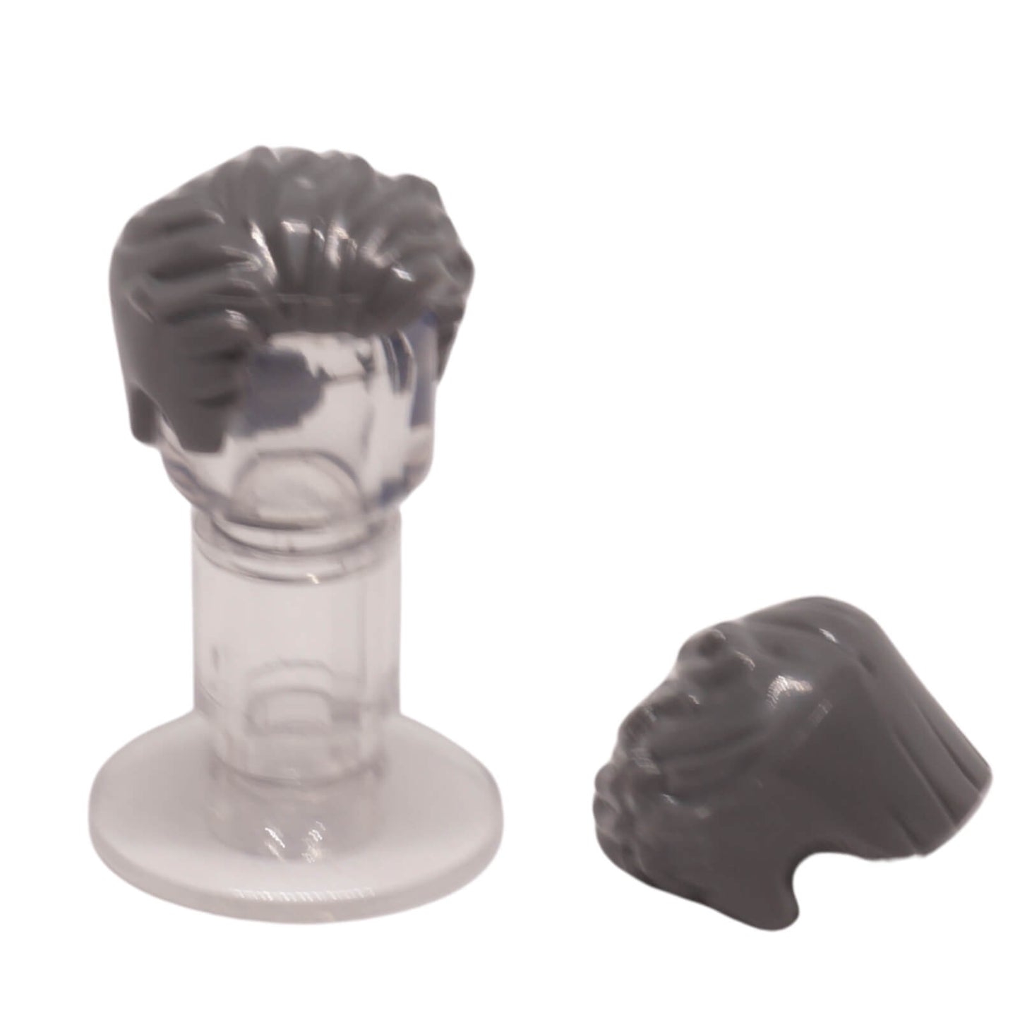 LEGO® hair piece 23186 swept left tousled hairstyle with widow’s peak and moulded strand texture dark bluish gray