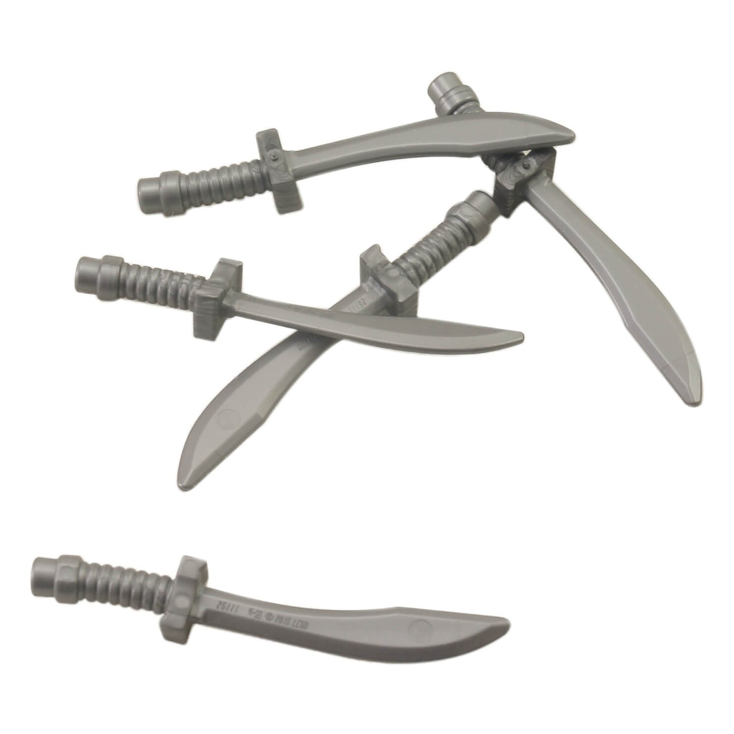LEGO® minifigure weapon sword saber dao (part 25111) in flat silver with curved blade design used for ninja and fantasy minifigure accessories