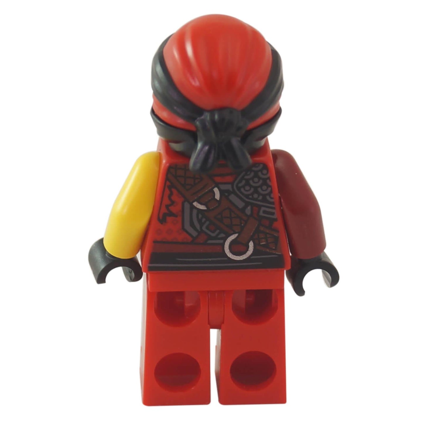 LEGO® Ninjago Kai minifigure (njo469) in his rugged, patched gi from the Hunted season. Back profile view