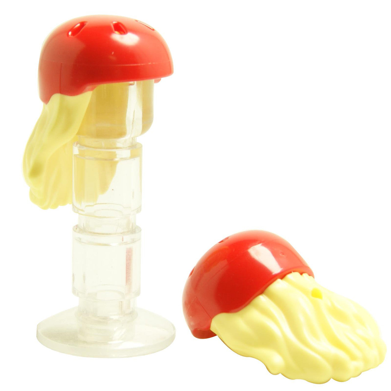 Mini Doll Hair with with Molded Red Bicycle Helmet Pattern