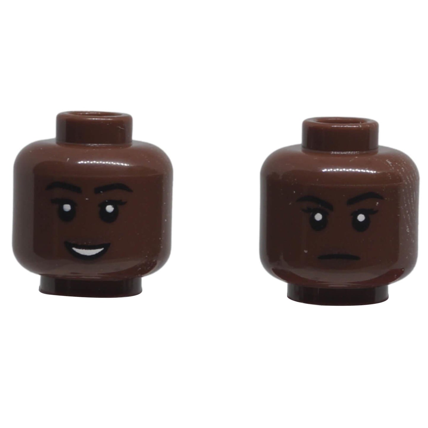 LEGO female dual-sided minifigure head 3626pb3868 with smiling and frowning expressions