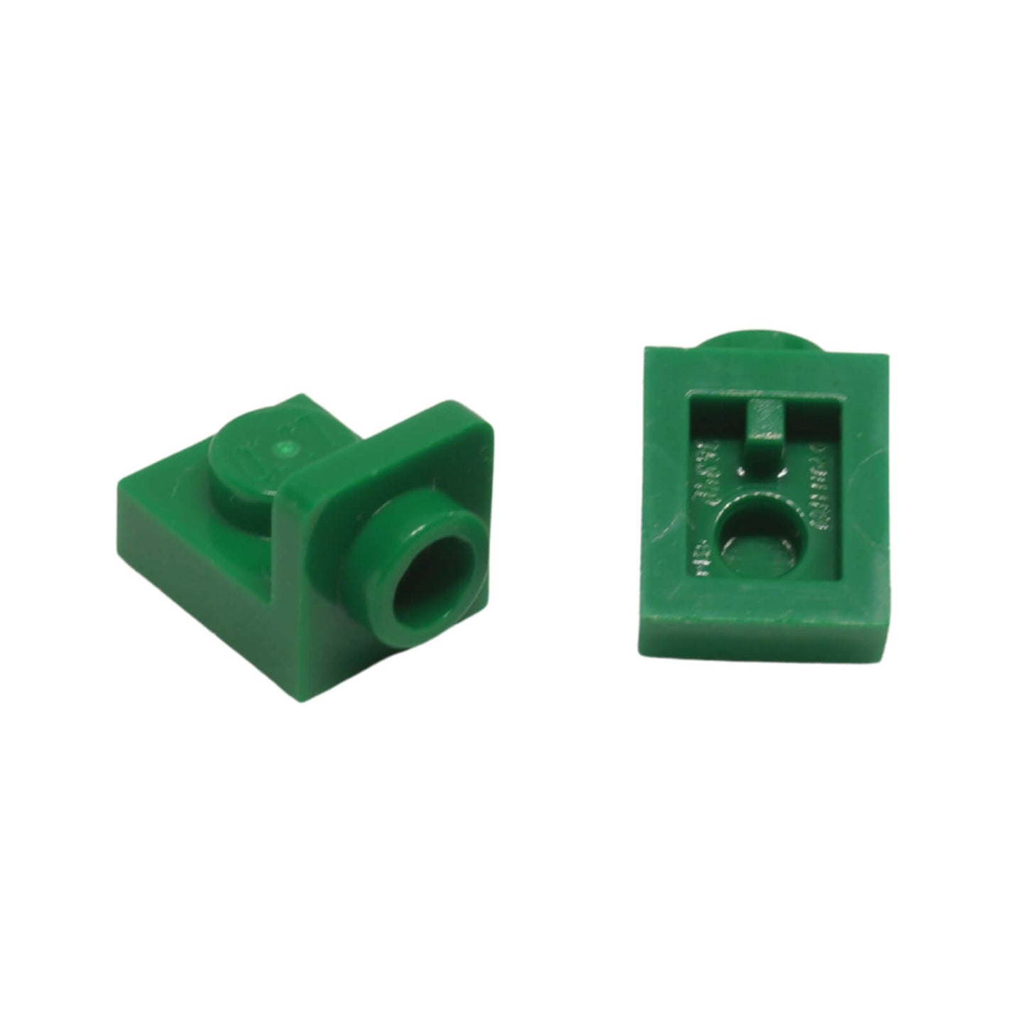 Green Bracket 1 x 1 - 1 x 1 Inverted (Part 36840) small LEGO® building bracket piece used for SNOT building techniques