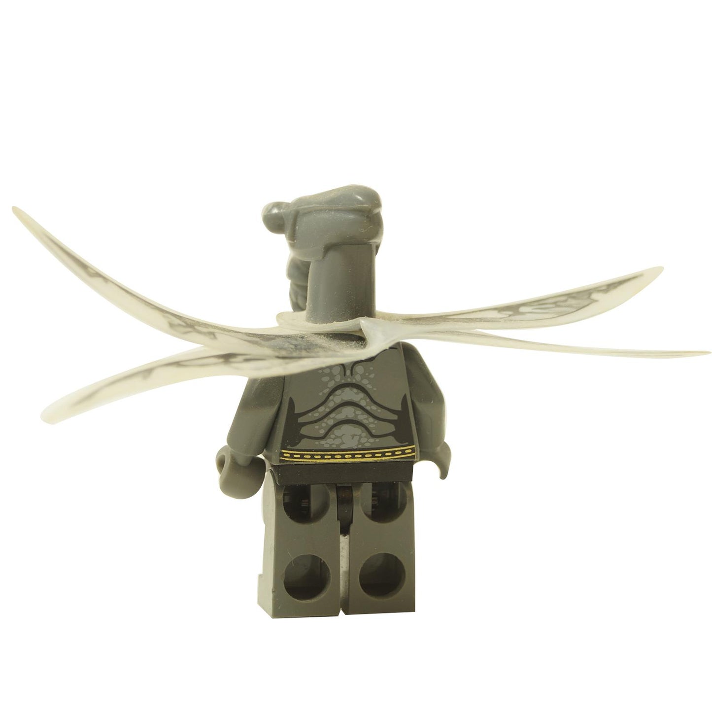 LEGO® Minifigura de zombi geonosiano de Star Wars (sw0382) mostrando impresión detallada en la parte posterior y alas translúcidas adjuntas, vista trasera.