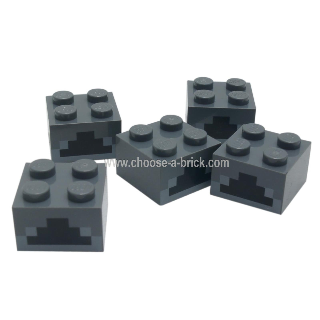 LEGO Einzelteile - Dunkel Blaugrau Stein 2 x 2 mit Hell Blaugrau und Schwarz Minecraft Ofen geometrisches Muster