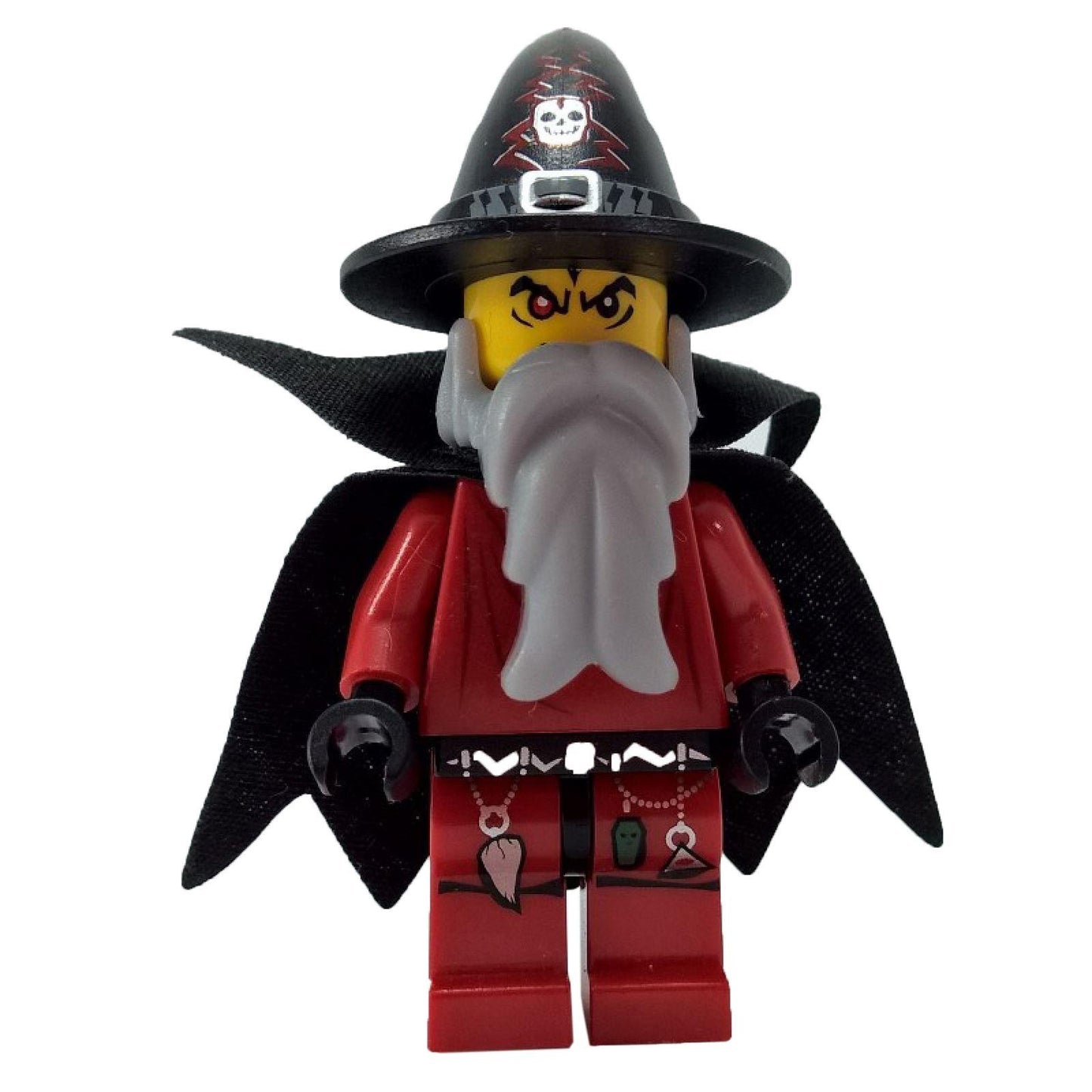 LEGO Castle Fantasy Era Evil Wizard minifigure cas326 with skull hat and potion belt.