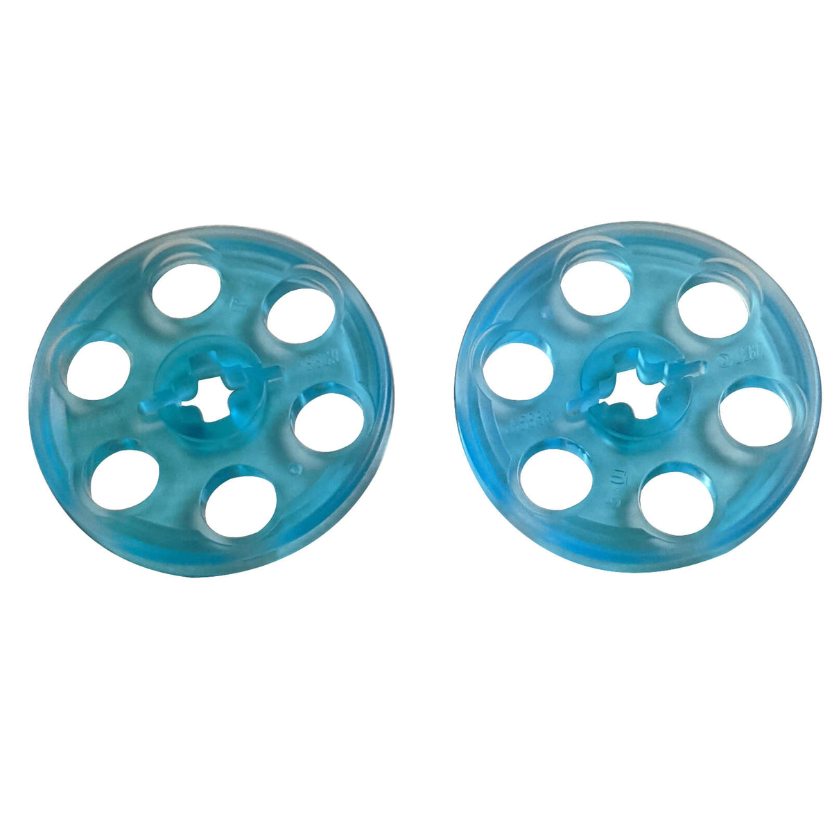 LEGO® 4185 Technic Wedge Belt Wheel (Pulley) front view in trans-light blue