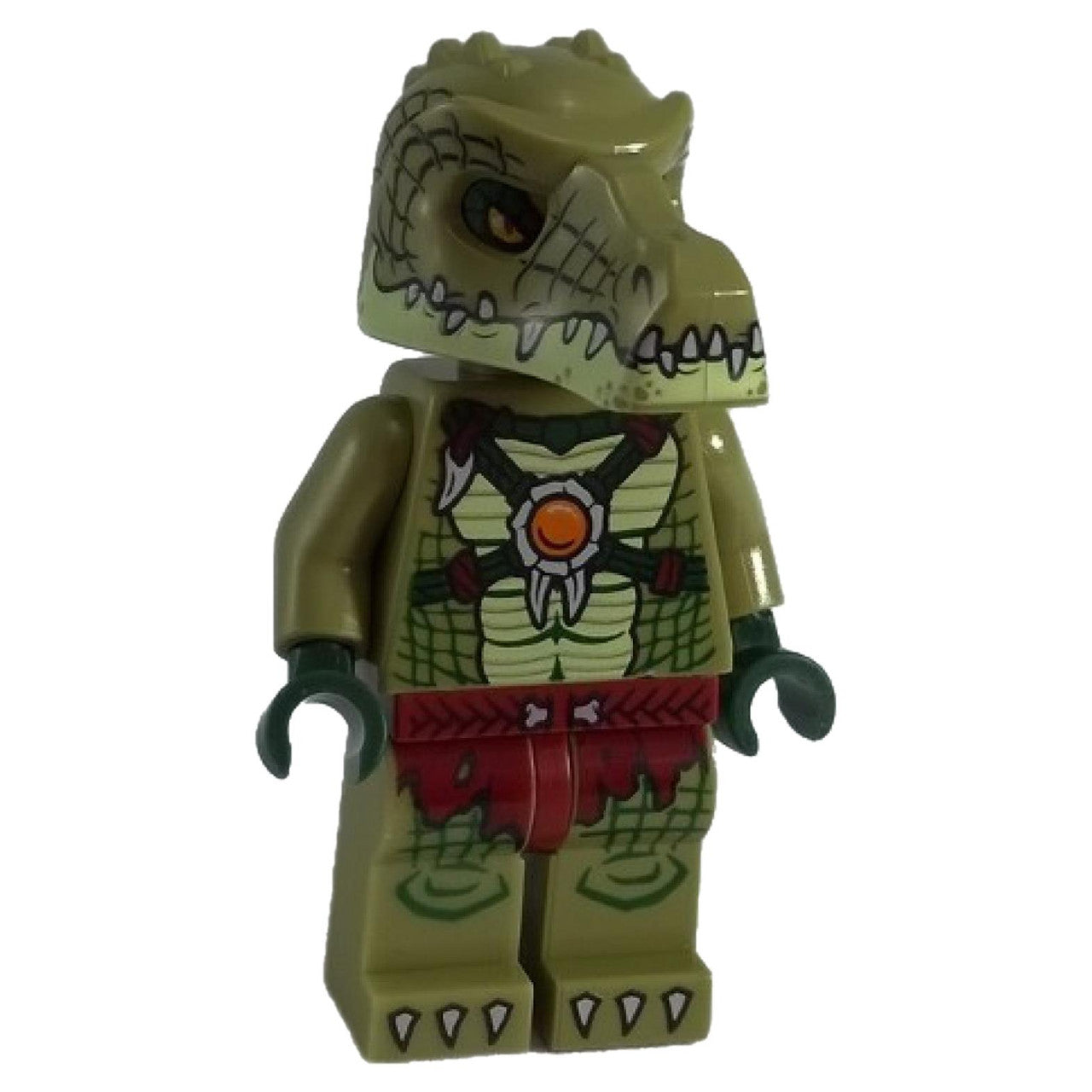 LEGO Minifigure Guerrier crocodile 2 dans une armure robuste sur le thème des crocodiles, prêt au combat - loc123