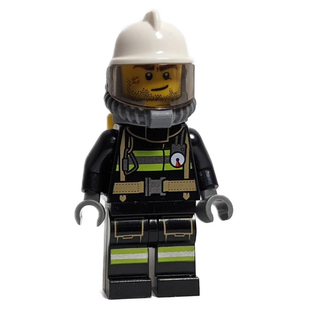 Firefighter with Breathing Gears and Crooked Smile