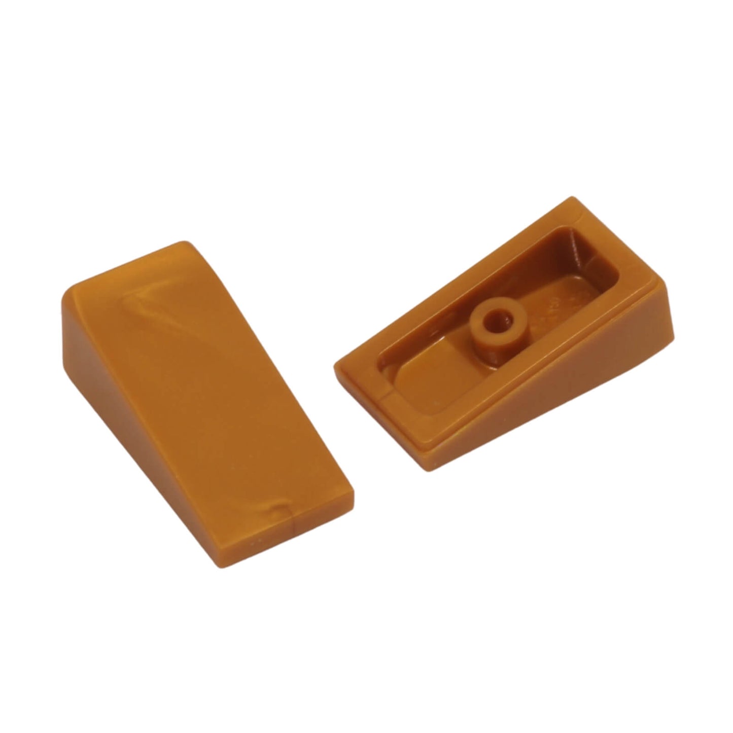 LEGO Slope 18 2 x 1 x 2/3 part 5404 with smooth angled face and recessed underside pearl gold