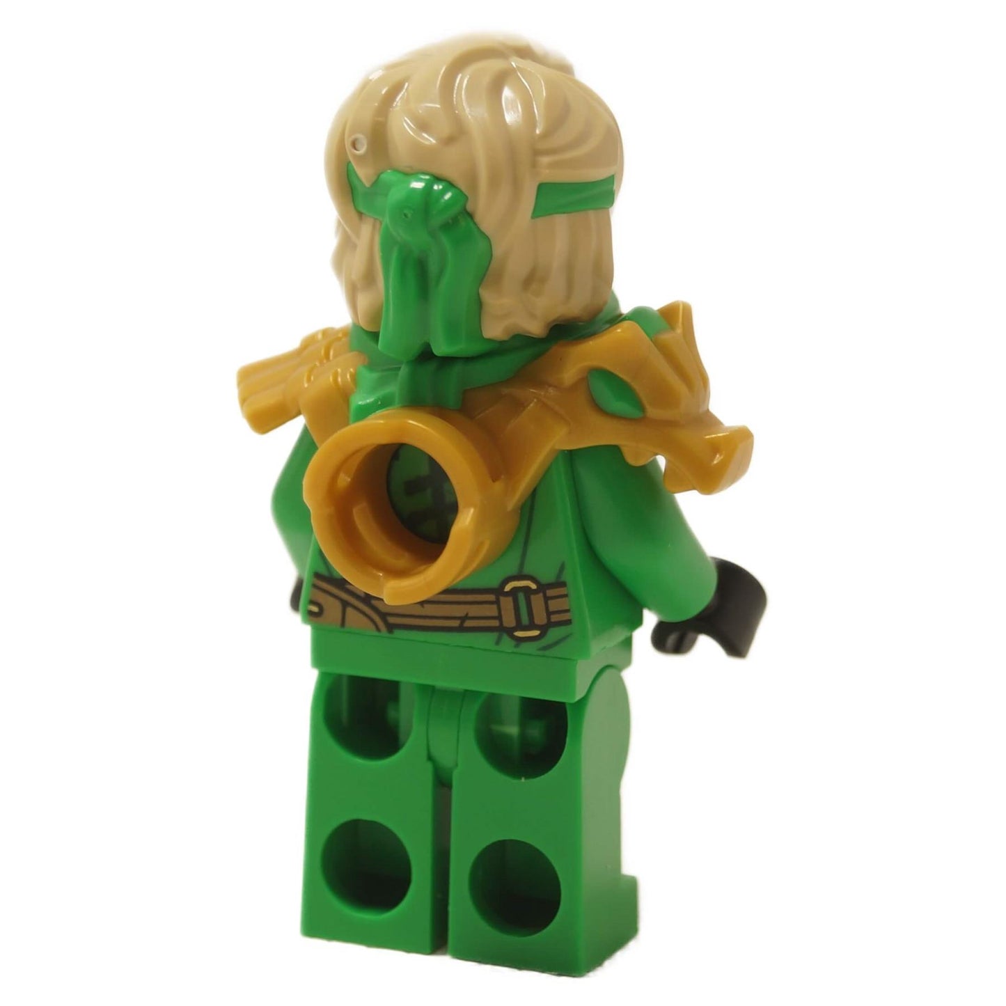 LEGO® Minifigura de Lloyd Cazador Fantasma de NINJAGO® con traje de ninja verde, armadura dorada en los hombros y cabello y máscara moldeados en dos colores del set 71842 Rontu el Dragón Maestro
- vista trasera