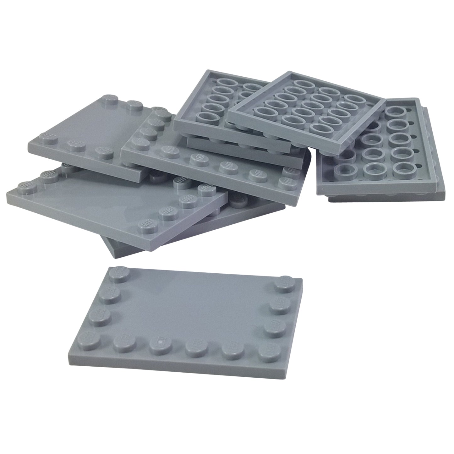 LEGO® modified tile 6180 4 x 6 with studs on edges and underside tube connections light bluish gray