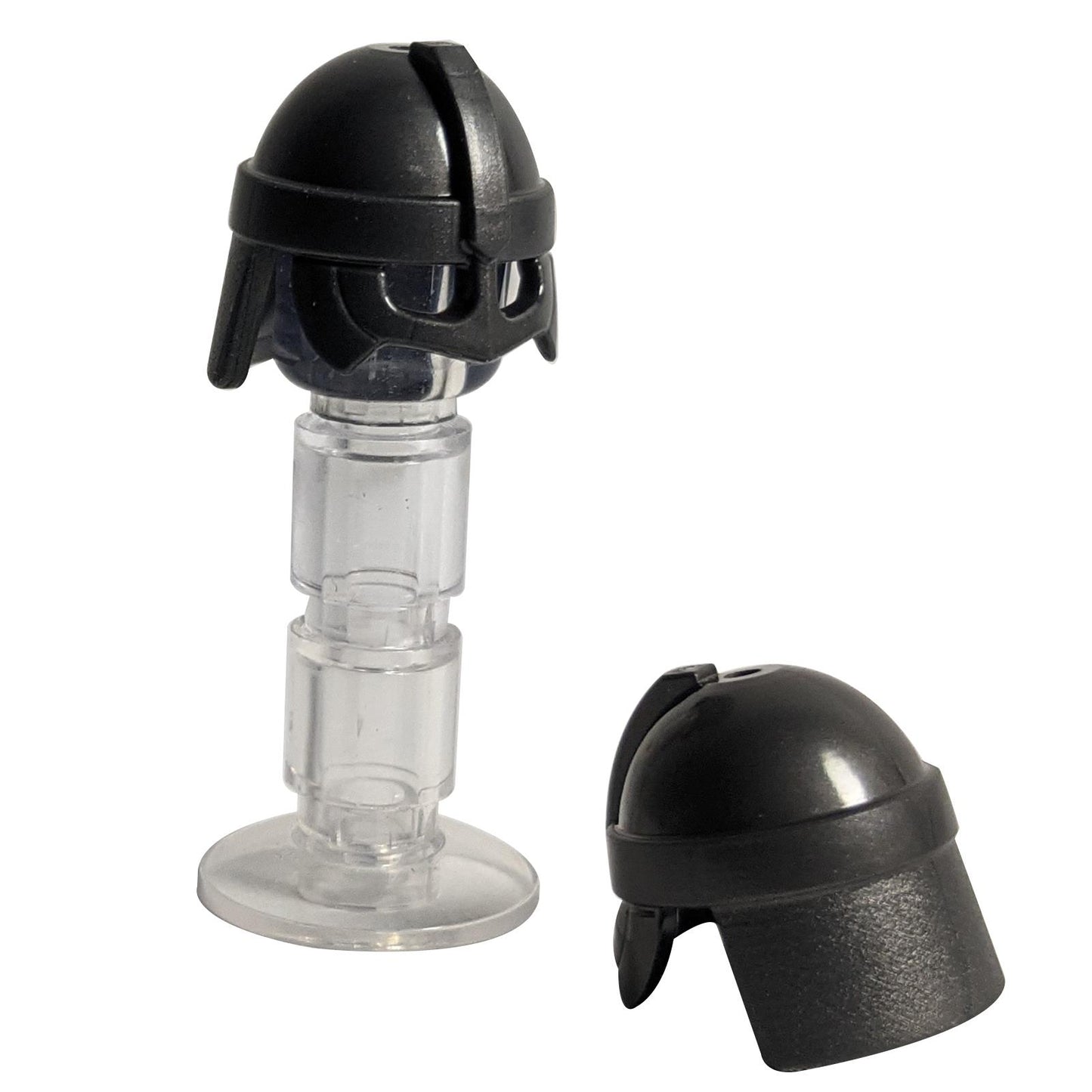 Gris Oscuro Perla LEGO® Casco con protector de mejillas y protector de cuello (67037) — casco detallado de estilo medieval ideal para caballeros, guerreros y construcciones de fantasía.