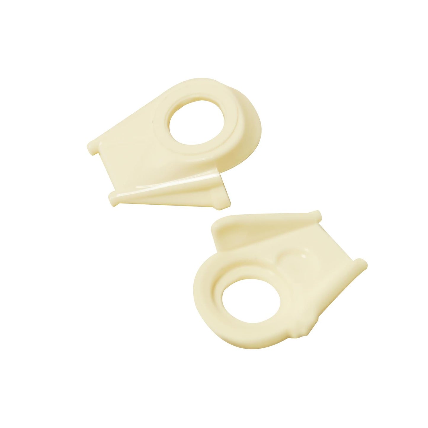 Two light tan/nougat LEGO minifigure chin/jaw attachment pieces (19917) shown separately.