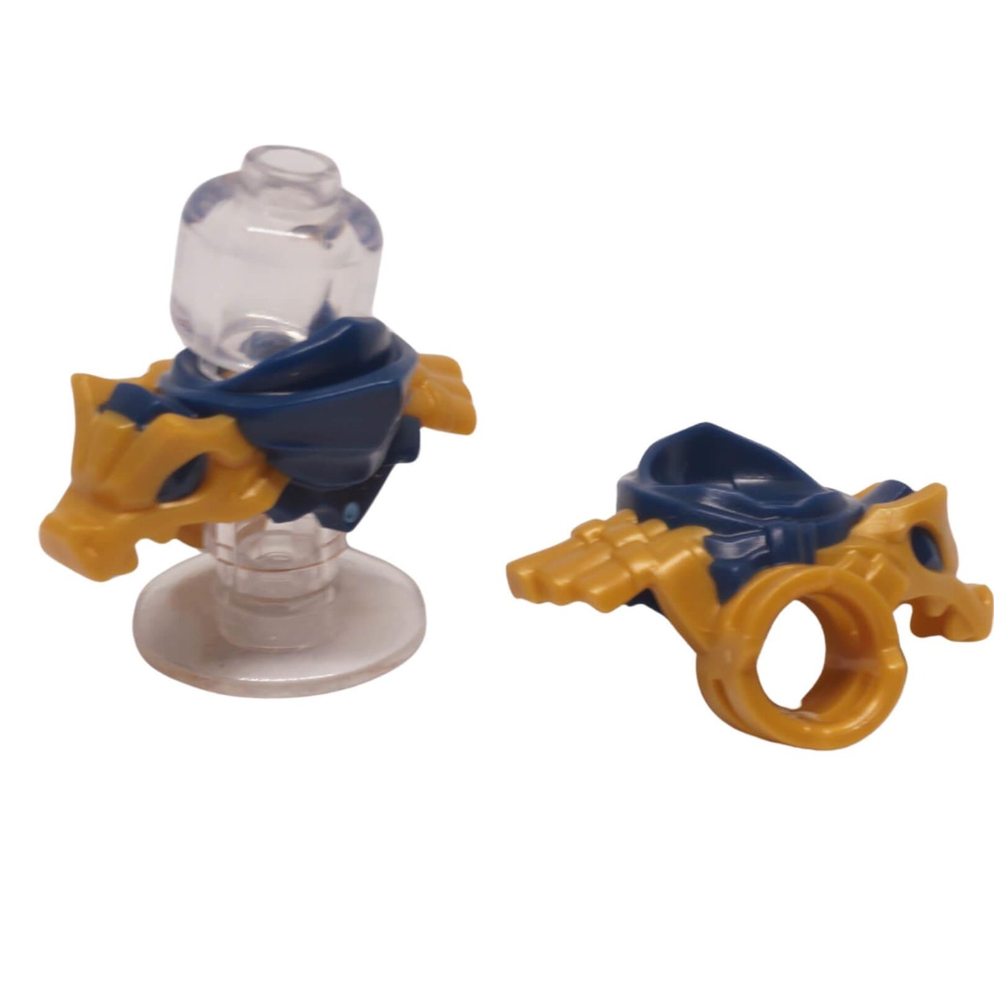 LEGO minifigure armor part 7104pb01 with scarf, shoulder pads, dragon head detail and rear scabbard dark blue