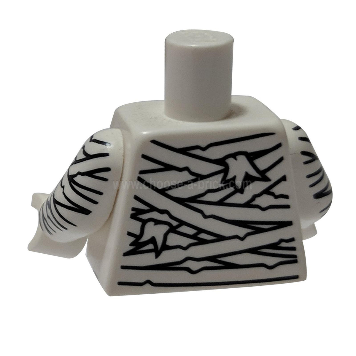 White LEGO mummy torso 973pb0793c01 with bandage print on chest and arms.
