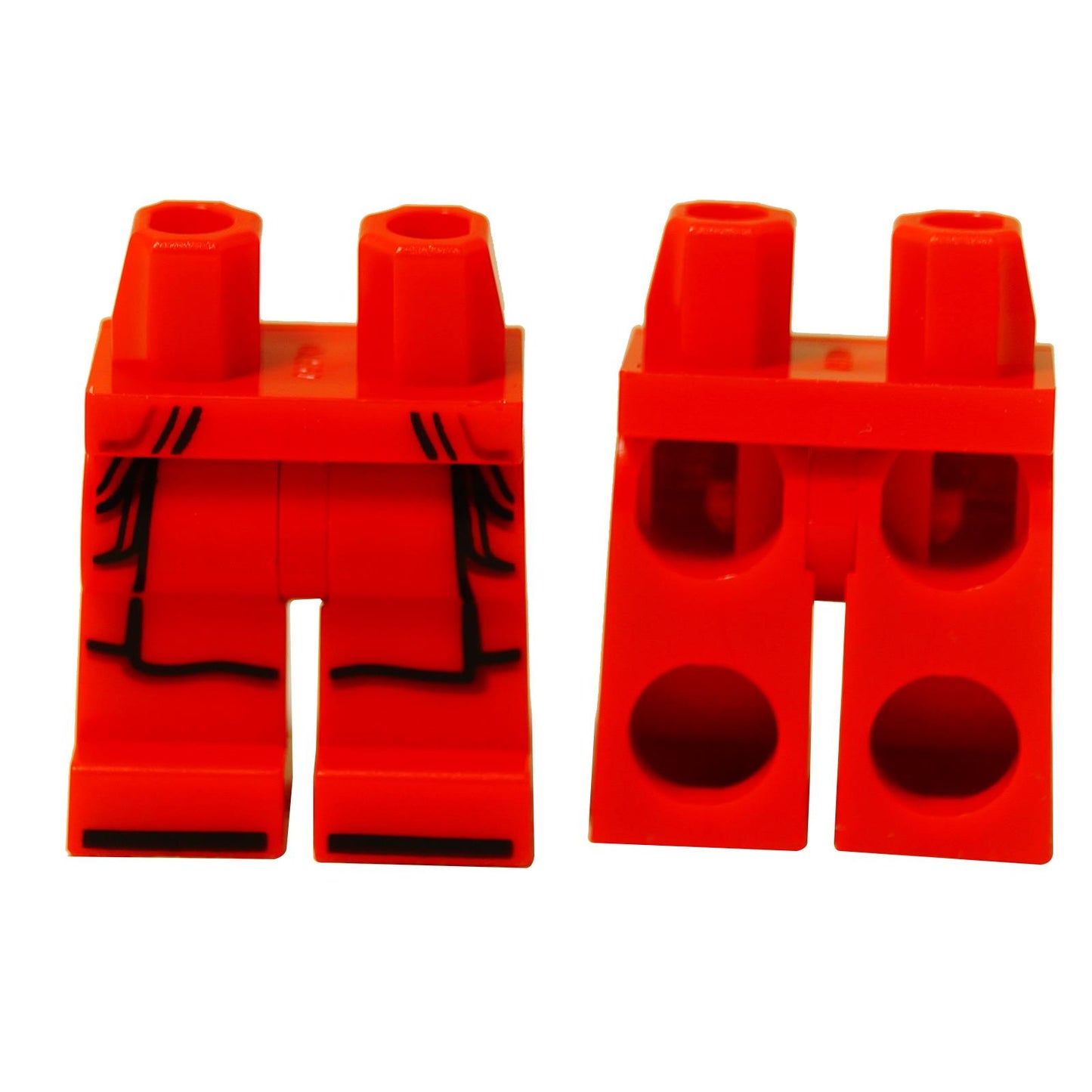 LEGO® minifigure hips and legs with Praetorian Guard armor pattern in red with black printed details (970c00pb1659), front and back view.