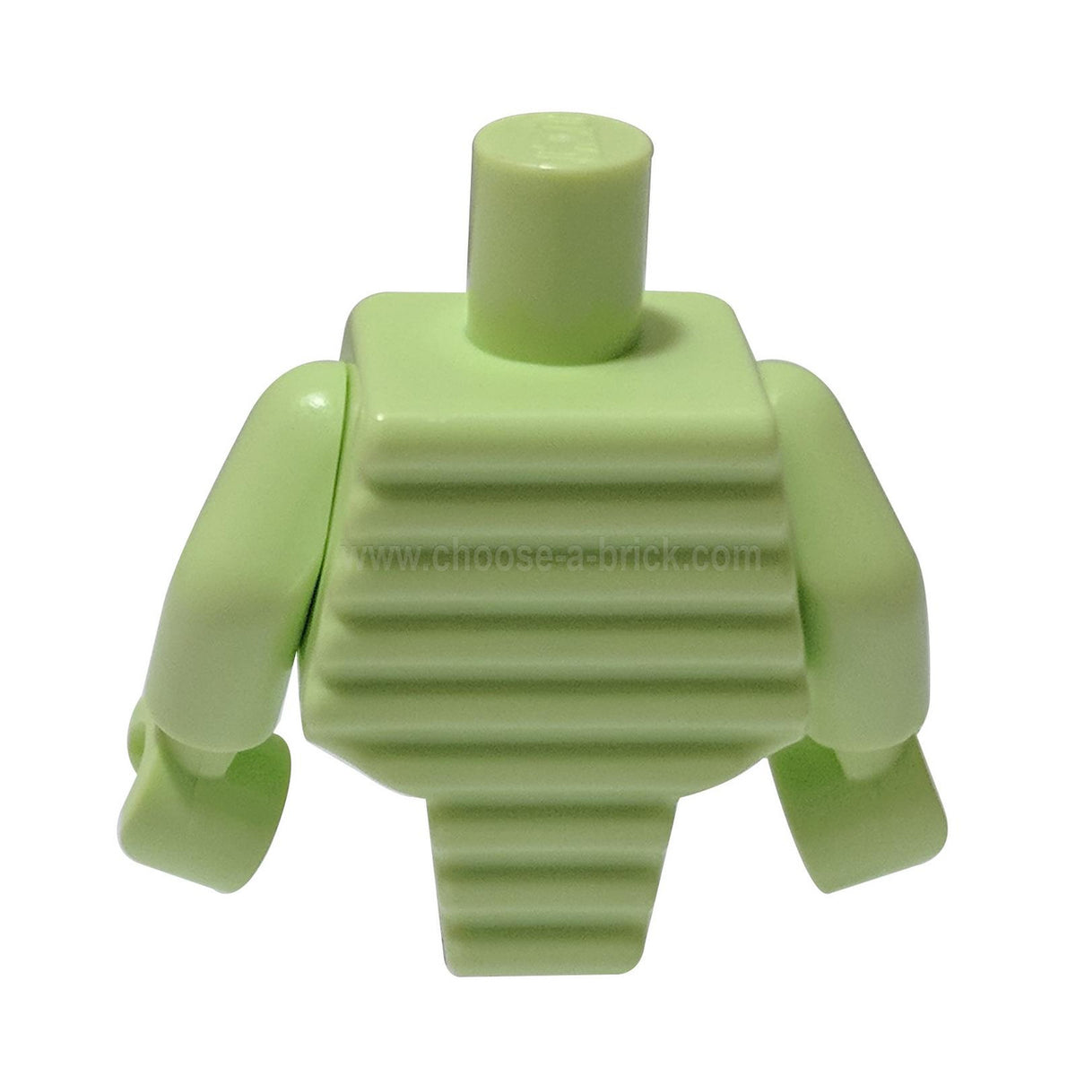 Yellowish green ridged LEGO torso 98127pb04c01 with matching arms and hands.