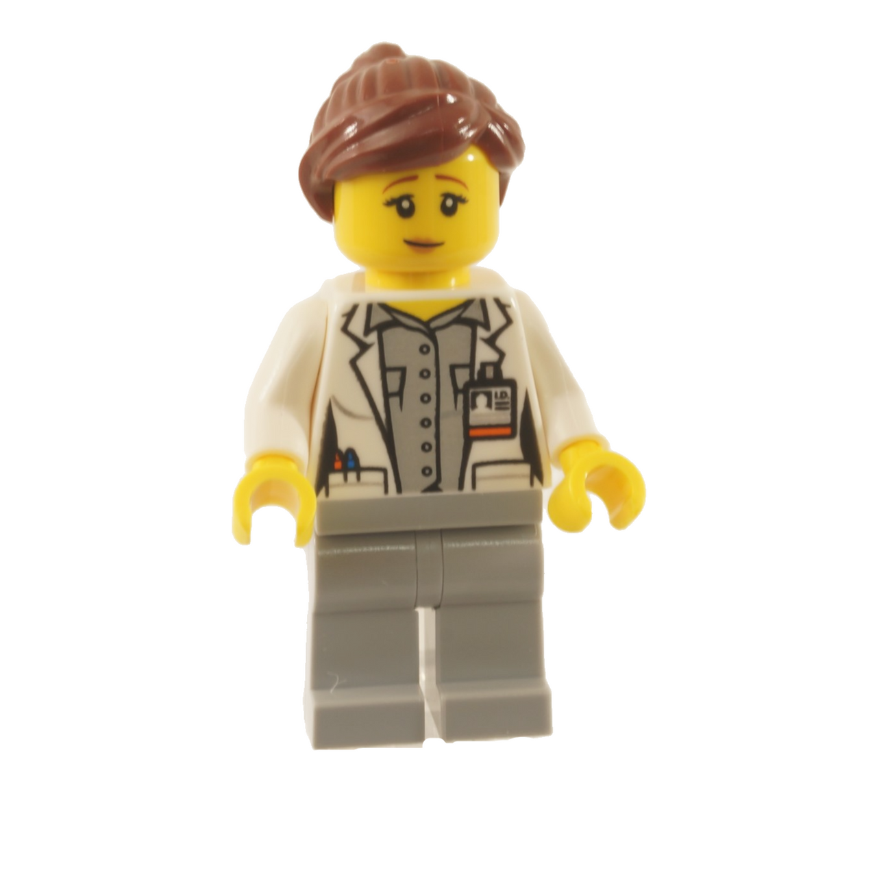 Fire - Female, White Open Jacket over Shirt, Light Bluish Gray Legs, Reddish Brown Hair