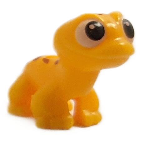 LEGO® Bright Light Orange salamander/gecko with black and white eyes and dark orange spotted pattern, perfect for Friends scenes and nature MOCs.