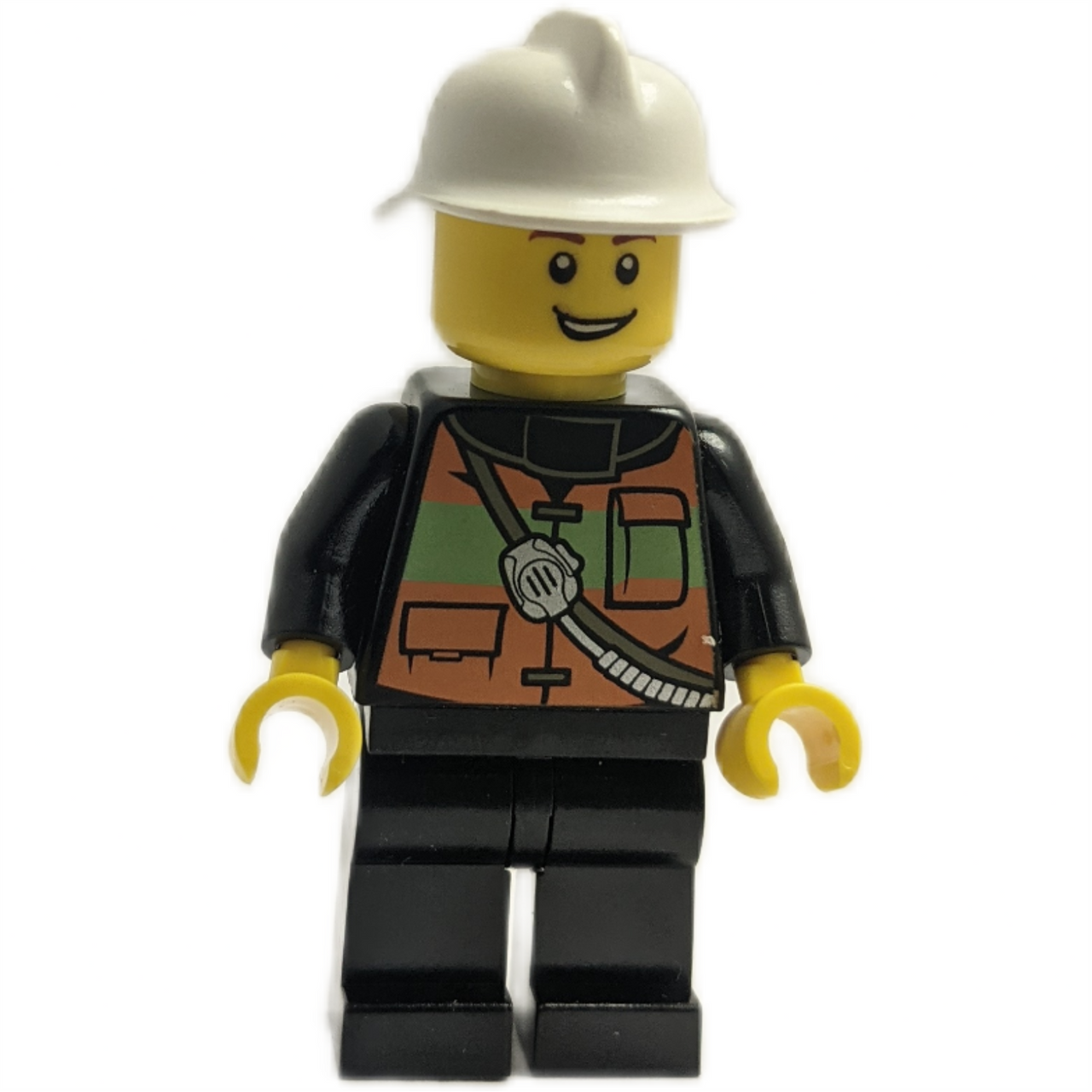 Firefighter Minifigure - Reflective Vest & White Helmet
