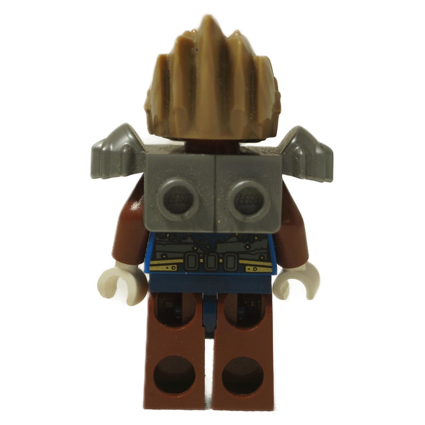 LEGO® Legends of Chima Lavertus minifigure (loc067) back view showing silver shoulder armor and brown lion headpiece.