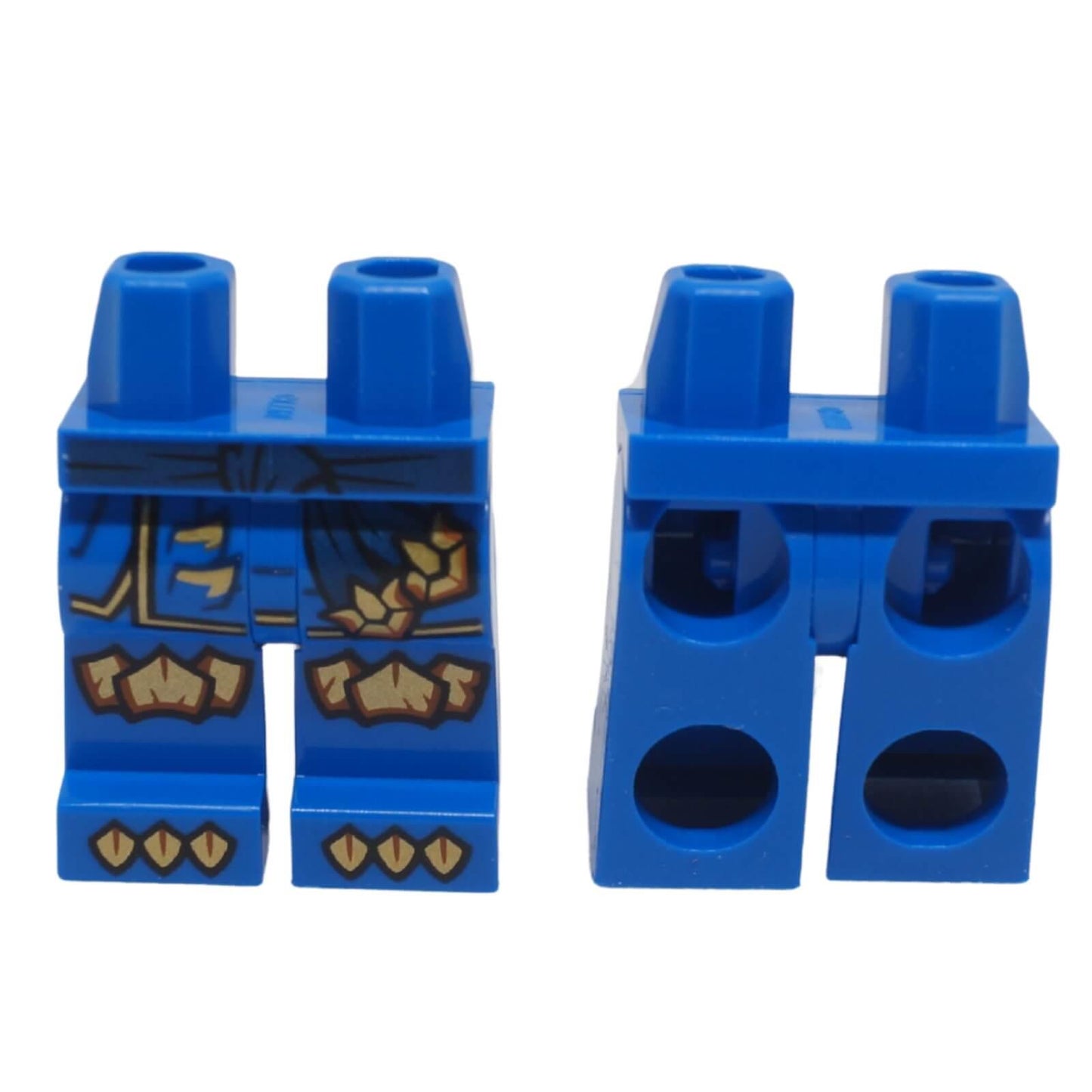 LEGO minifigure hips and legs 970c00pb1901 with sash, gold details and claw pattern shown front and rear