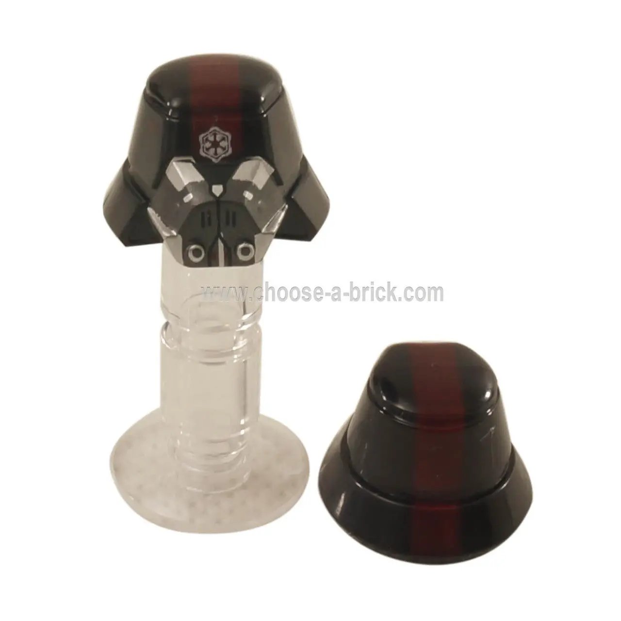 Casque LEGO Sith Trooper, noir avec bande rouge et logo impérial, vue de face