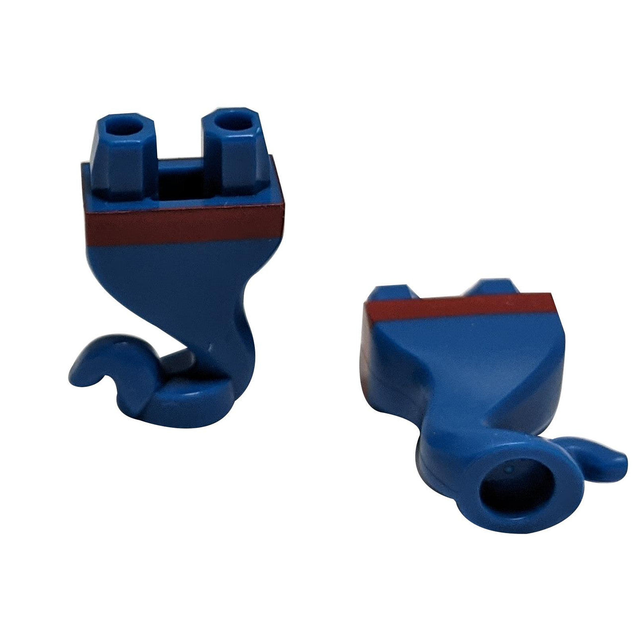 LEGO Genie Lower Body, blue with red belt, front and bottom views.