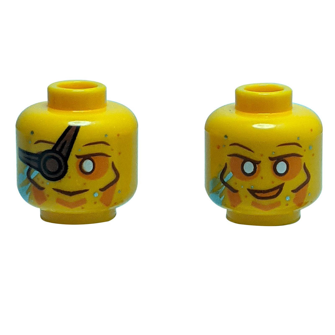 Minifigure Kepala Dual Sisi dengan Wajah Cyborg