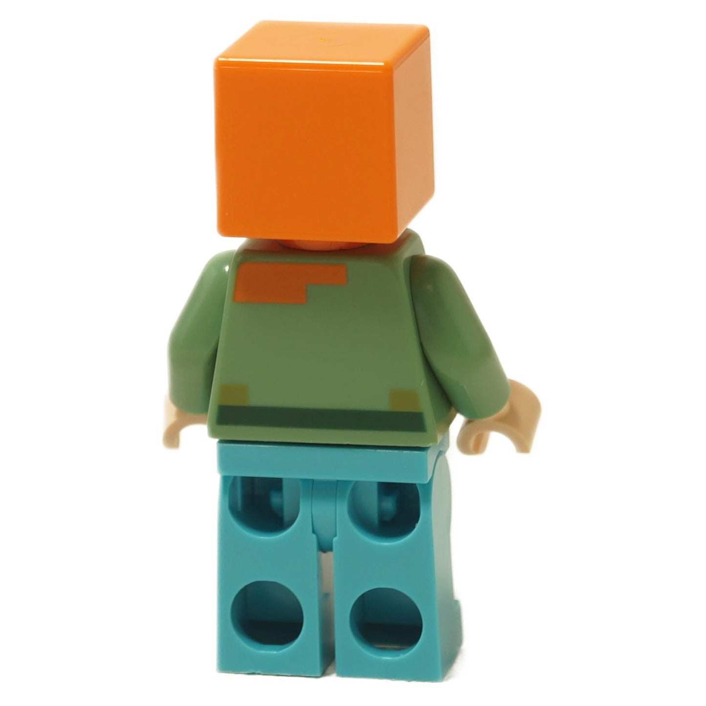 LEGO Minecraft Alex minifigure, back view, green torso, azure legs