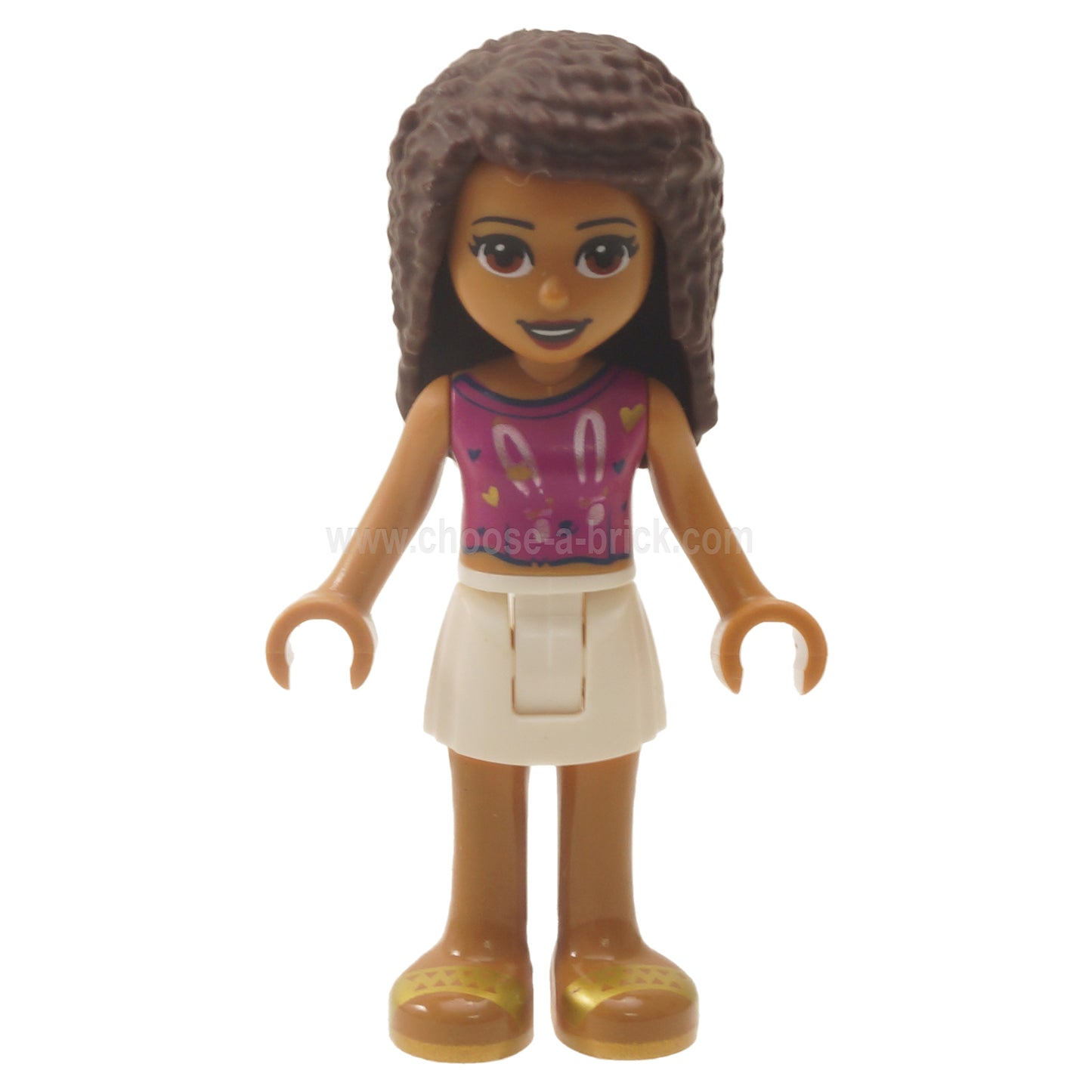 LEGO Friends Andrea minifigure frnd0441 magenta top white skirt bunny print