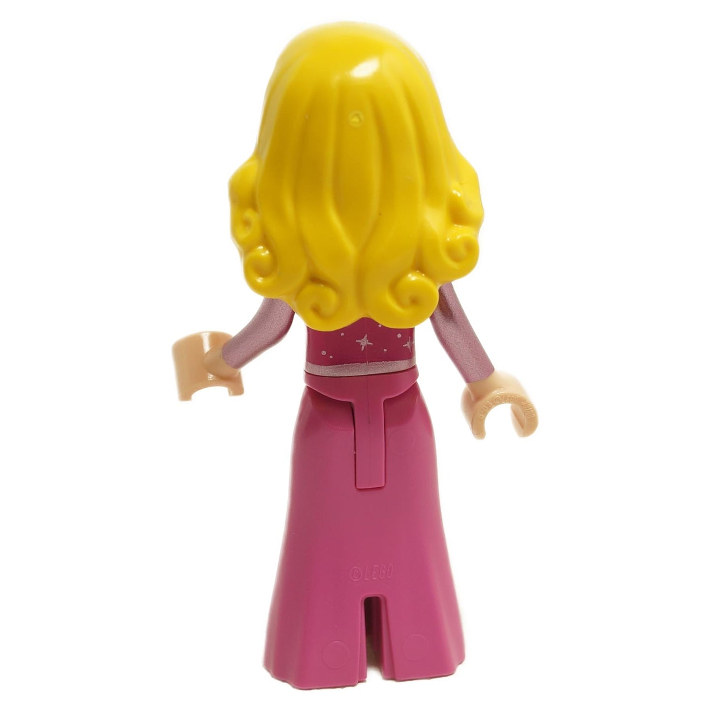 Back view of LEGO Disney Aurora mini-doll in dark pink dress