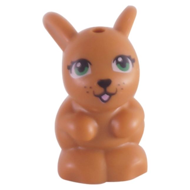 LEGO Hase Medium Nougat – grüne Augen & rosa Zunge (98387pb03)