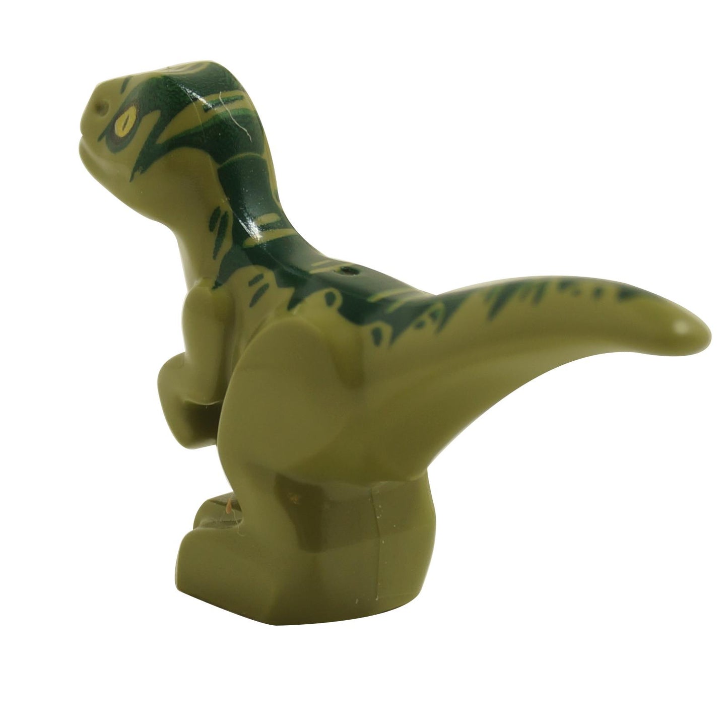 LEGO® baby dinosaur figure 37829pb05 in olive green with dark green markings and small arms