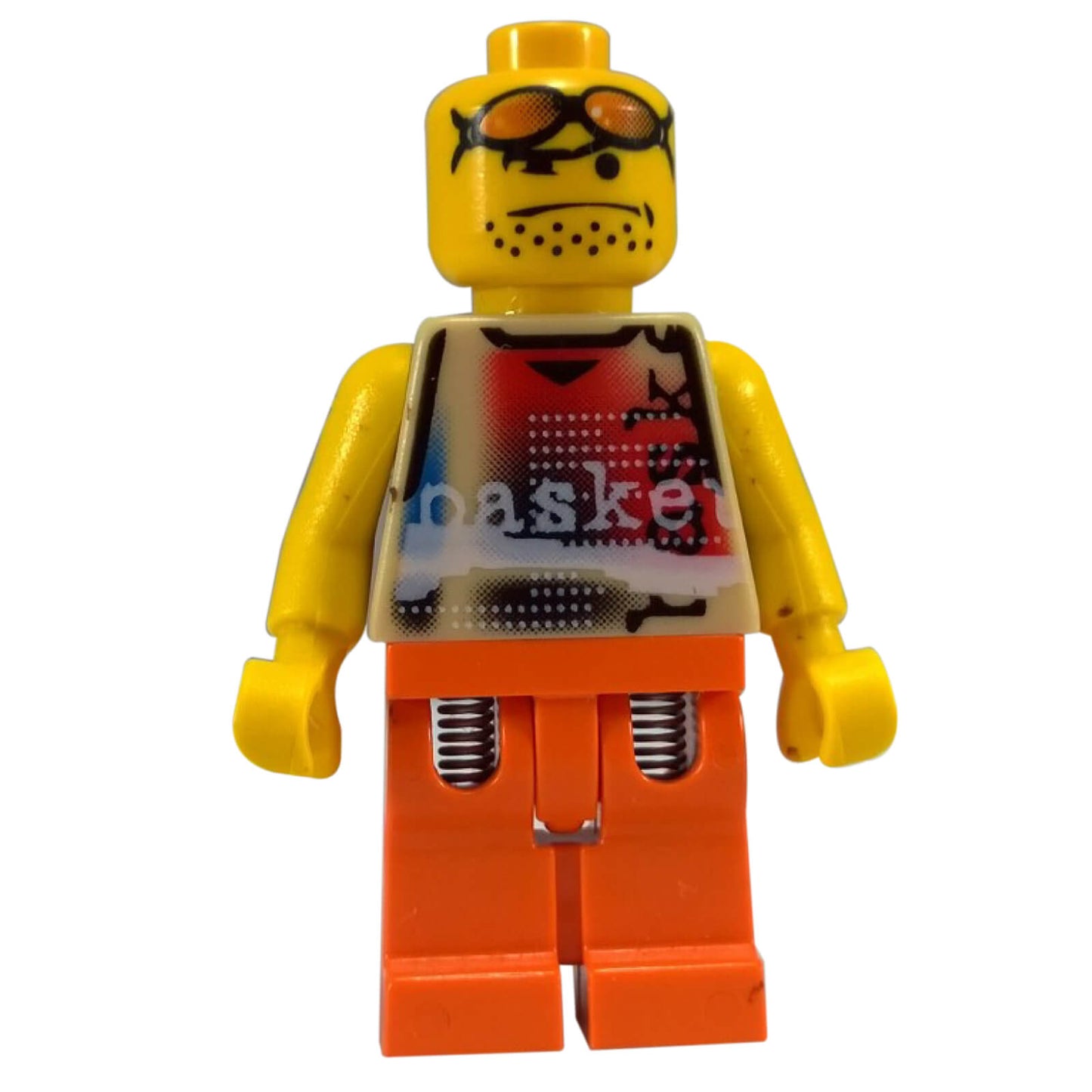 LEGO basketball player minifigure white torso orange legs goggles nba033