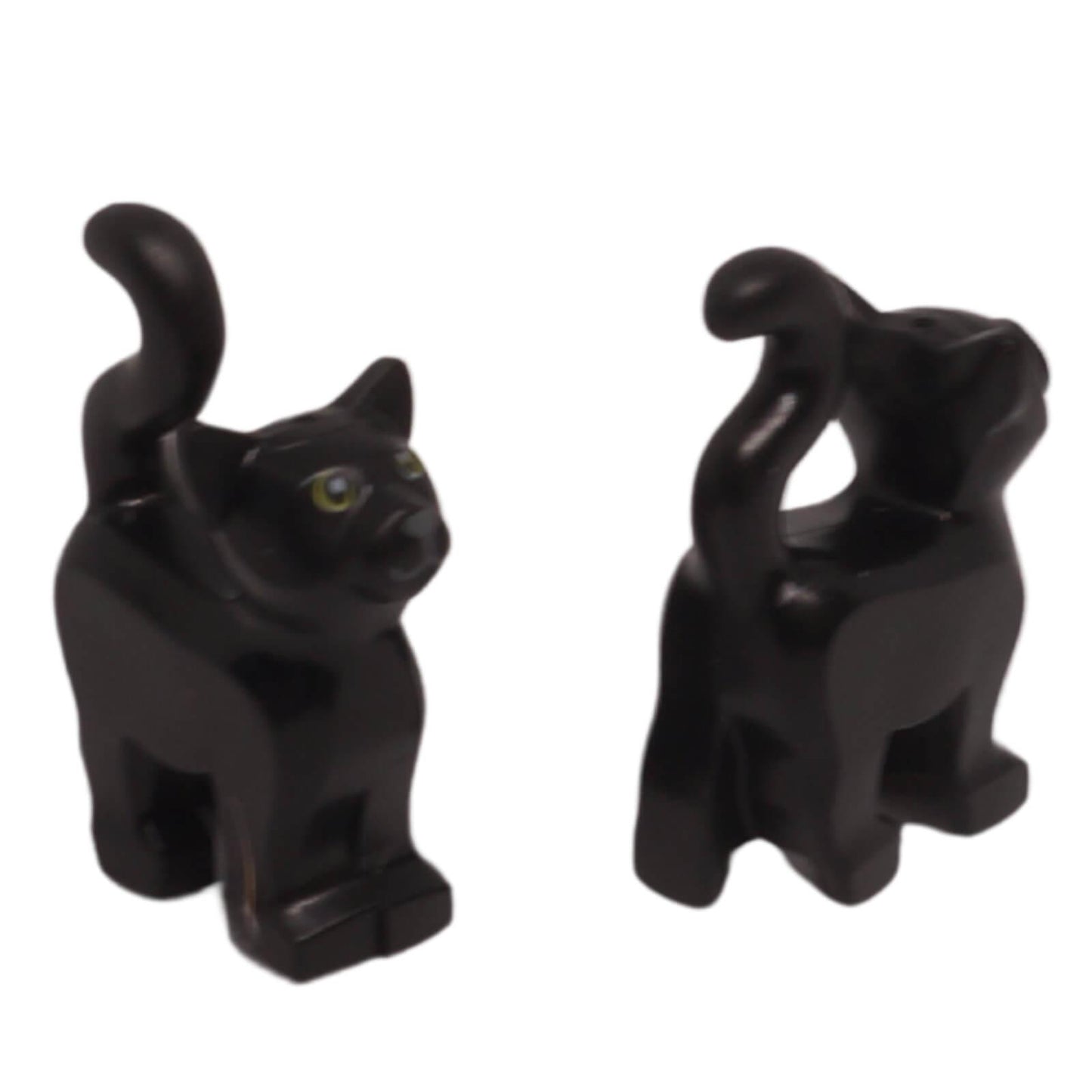 LEGO black cat animal figure with yellow eyes and raised tail 13786pb03
