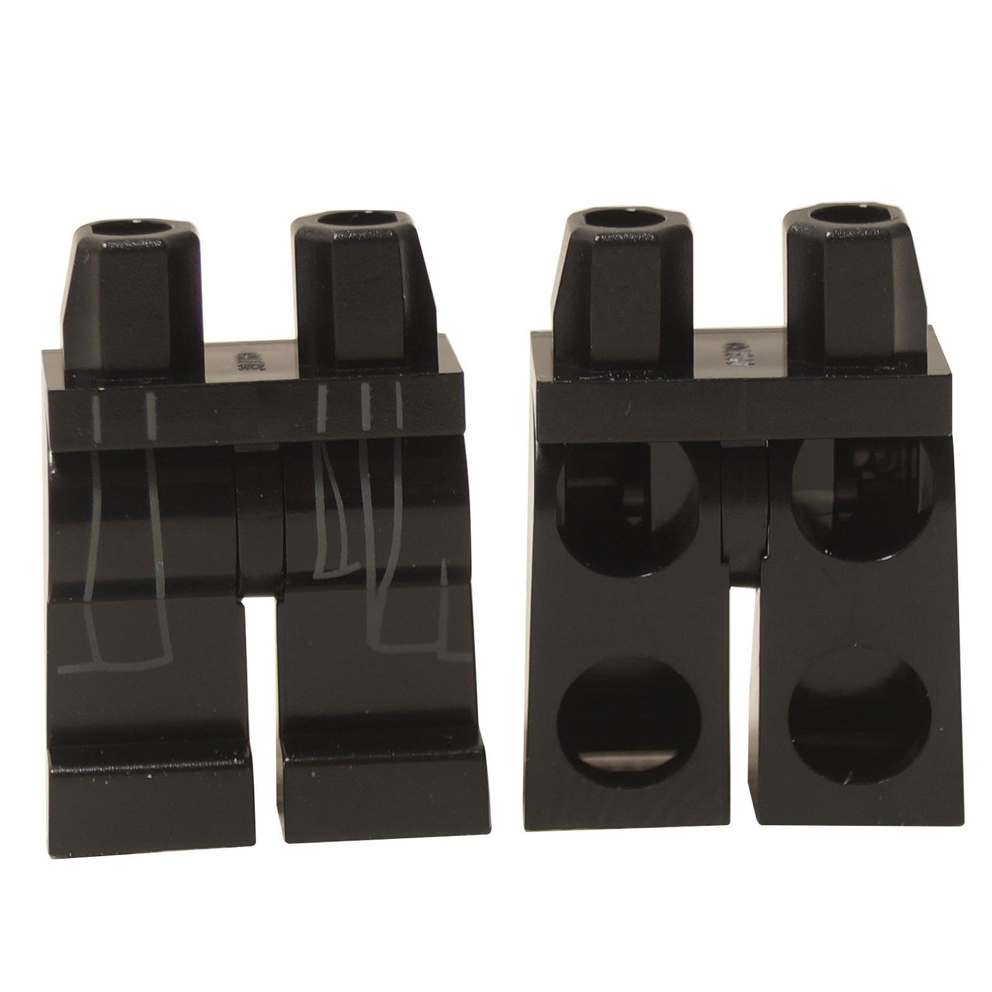 LEGO black minifigure legs, Sith robe coattails print, front and back views