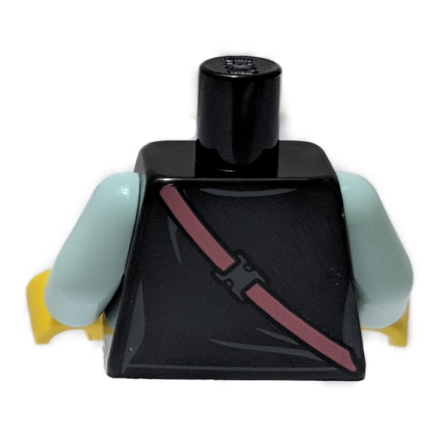 LEGO black female torso with coral bag strap print 973pb3639c01 back view