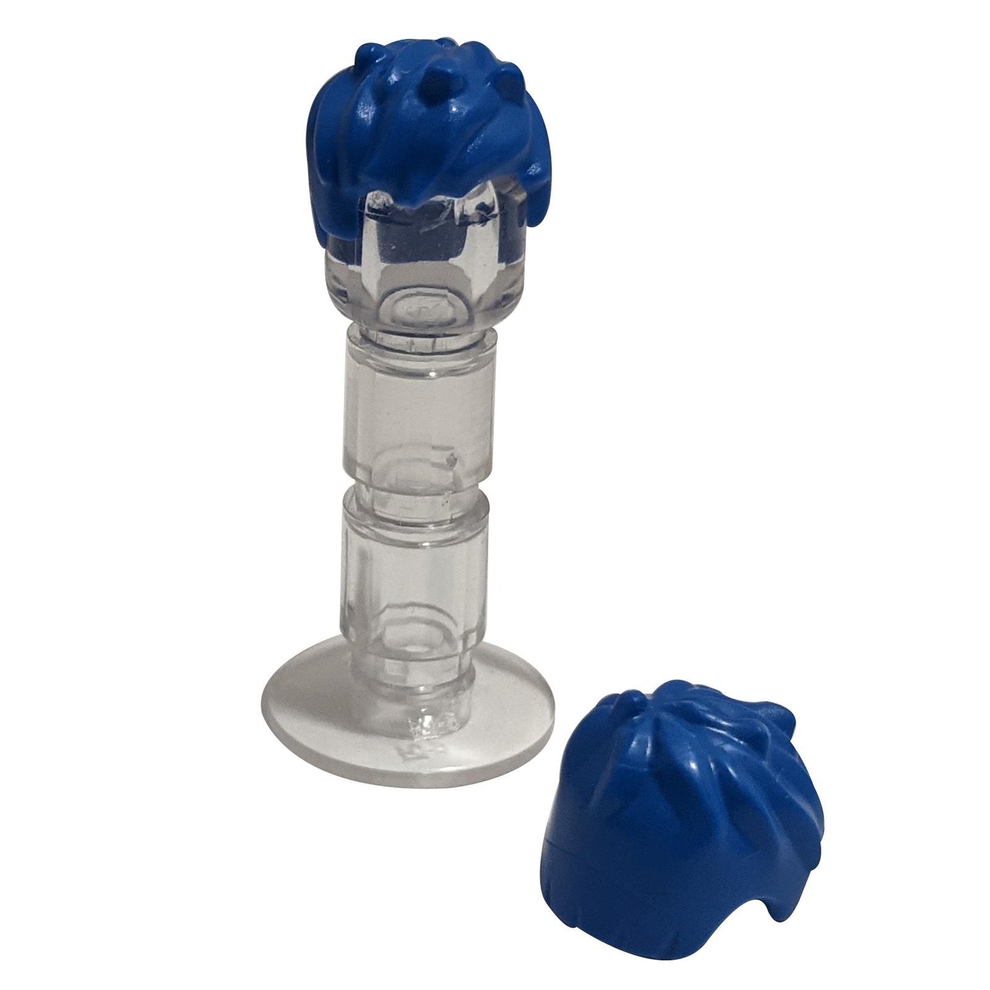 Blue minifigure hairpiece in short messy style with layered texture and tousled strands