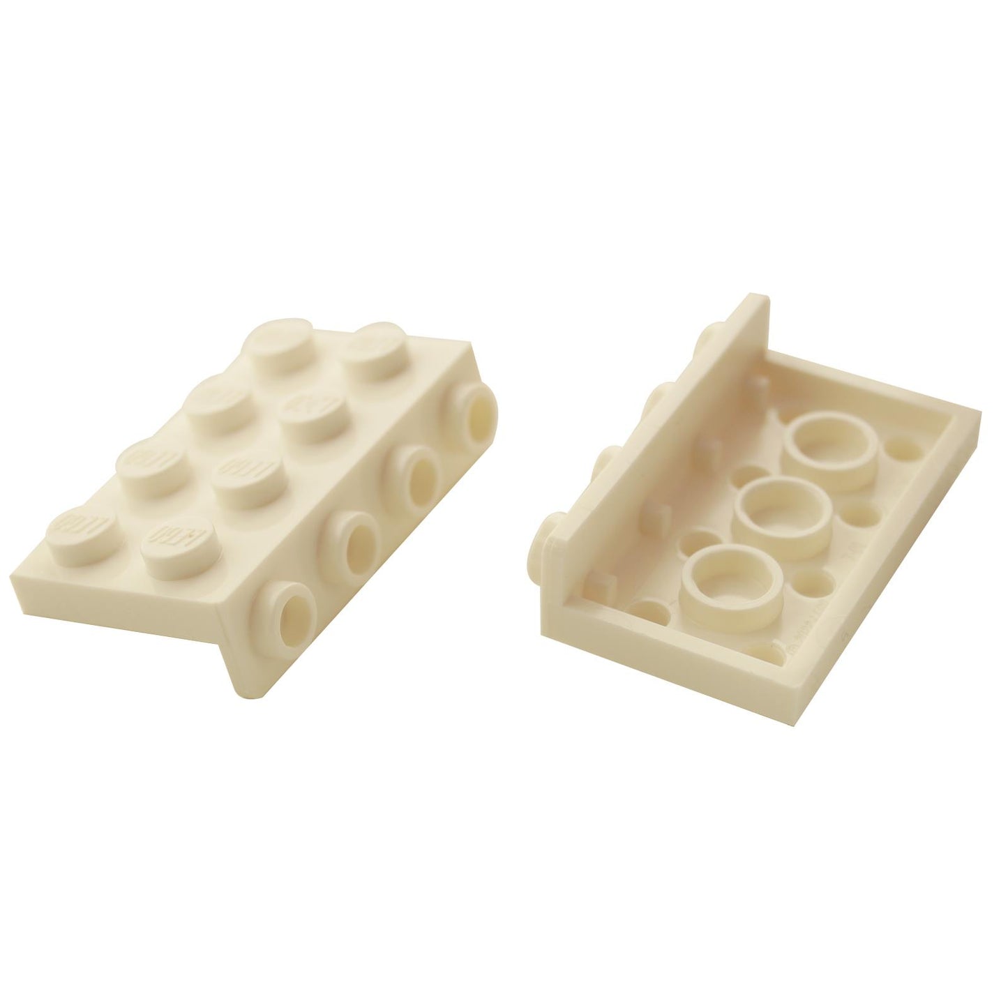 LEGO Bracket 2 x 4 - 1 x 4、白、表と裏、斜め