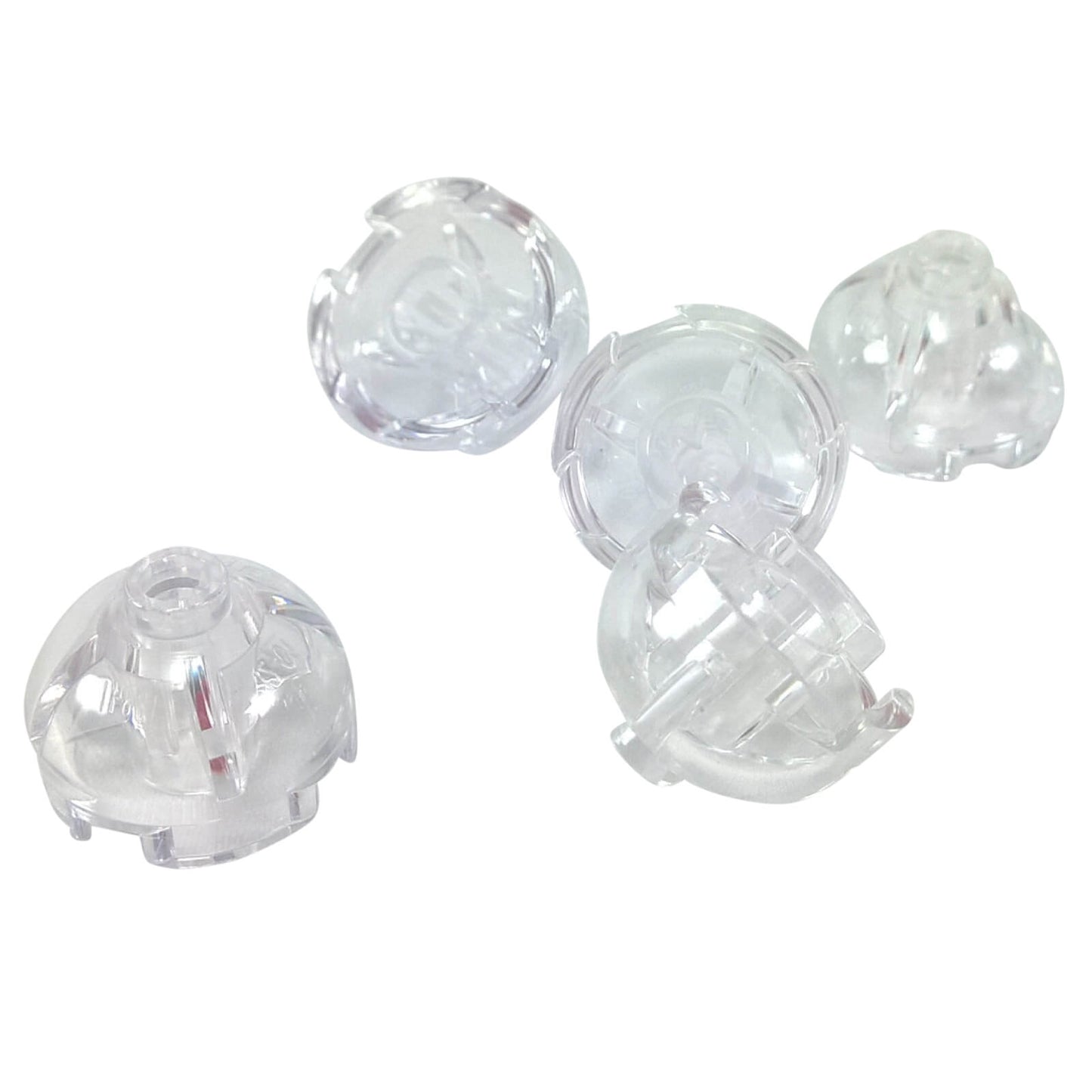 LEGO® Brick Round 2 x 2 Dome Top 553 shown from multiple angles Trans Clear