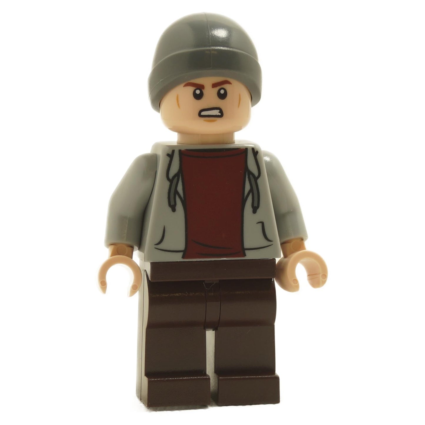 Guard - Ski Beanie, Light Bluish Gray Sweatshirt, Dark Brown Legs