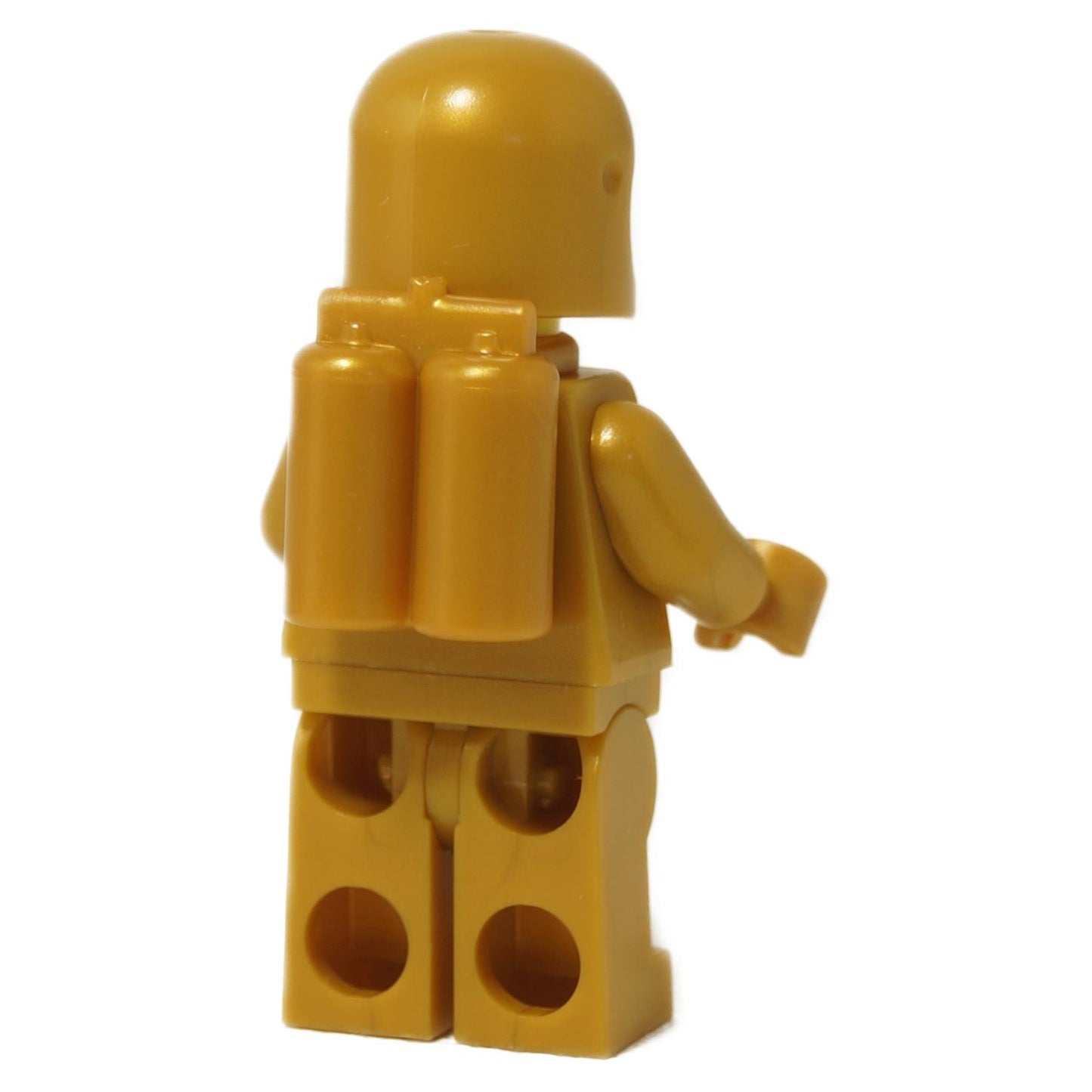 Back view of pearl gold LEGO spaceman clearly showing the dual gold air tank assembly.
