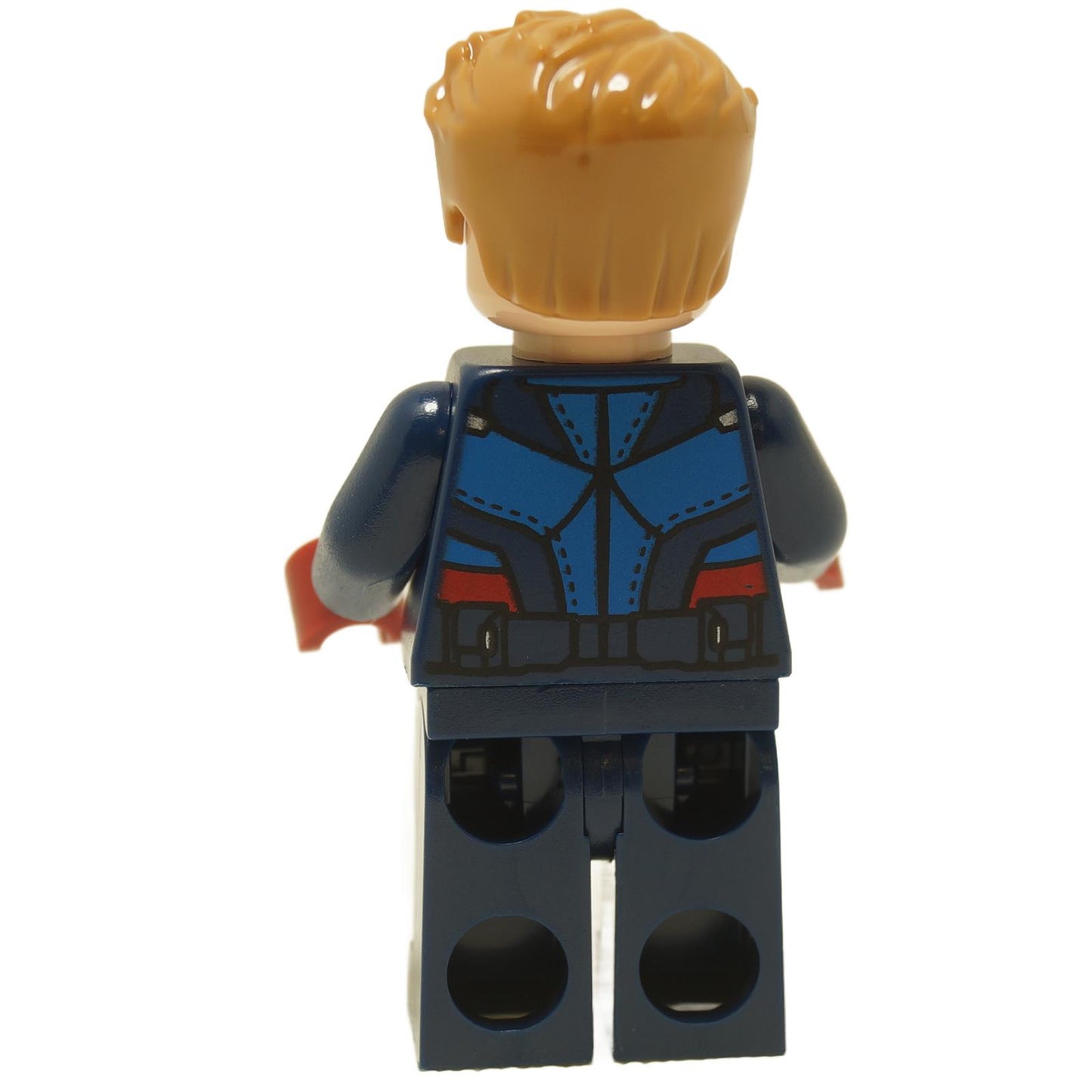 LEGO Captain America minifigure back view with dark blue suit and blond hair sh0908